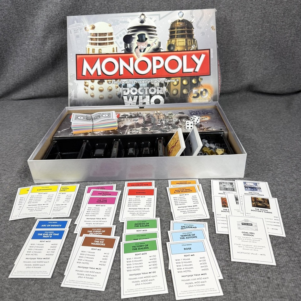 Monopoly Doctor Who‎ 50th Anniversary Board Game USAopoly 2013 Complete Set